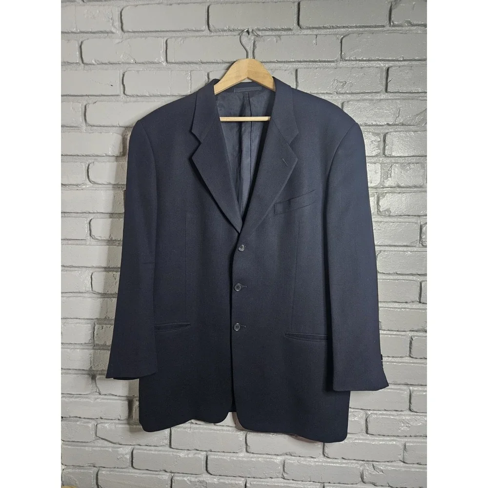 Vtg Giorgio Armani Collezioni Saks 5th Ave Men Wool Suit Jacket Blazer 44L Italy